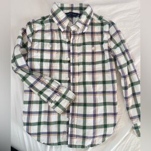 Janie and Jack Green Plaid Boys Dress Shirt Button Bown Shirt 4T